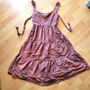 NATURAL LIFE Mauve Brown Tiered Midi Sundress